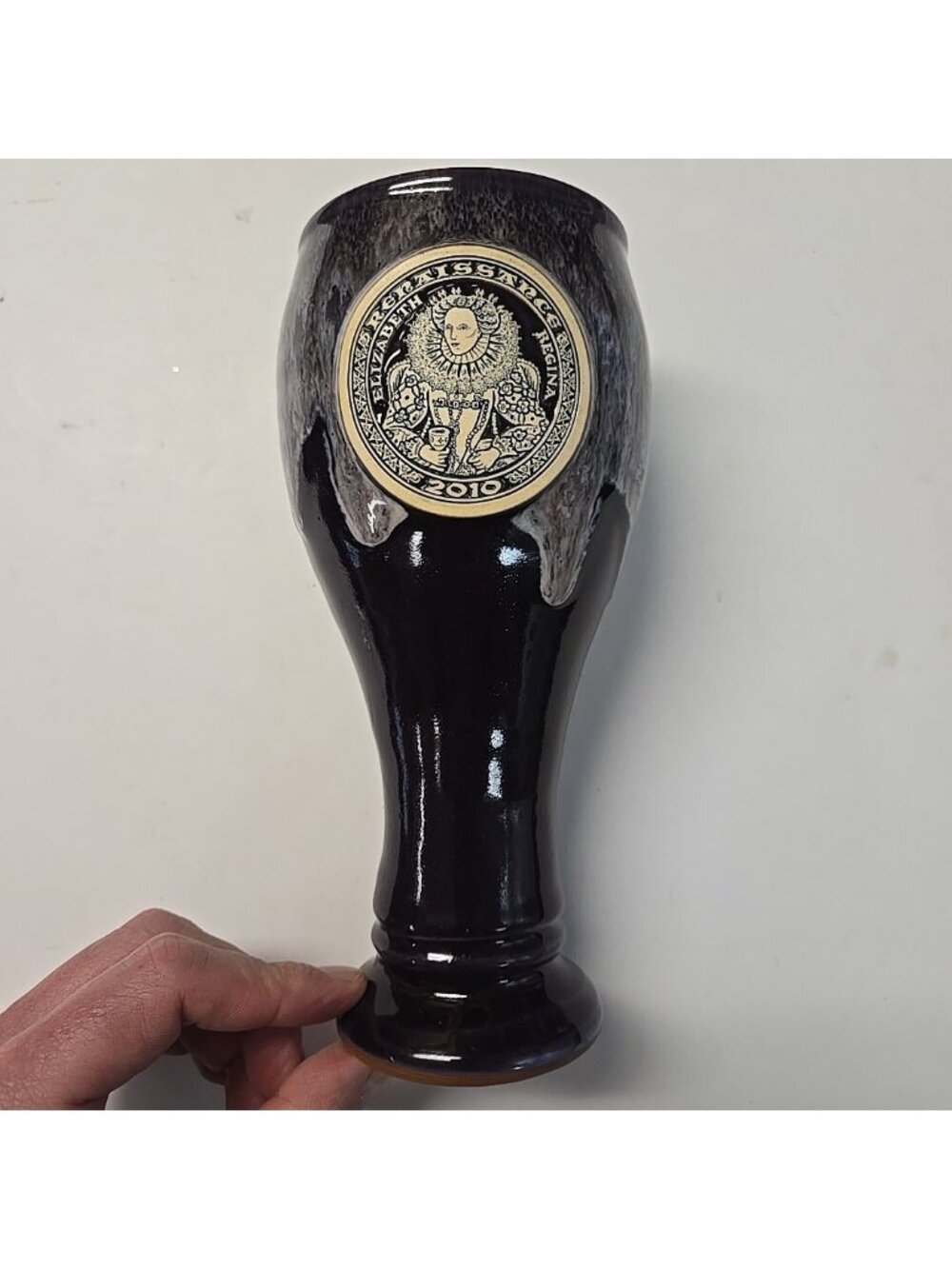 Deneen Pottery Goblet Purple Drip Glaze Renaissance Festival 2010 Chalice